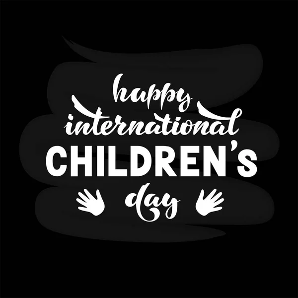 El yazısı ifade ile Vektör illüstrasyon - Mutlu uluslararası çocuk günü — Stok Vektör