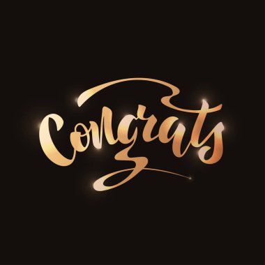 El yazısı ifade ile Vektör illüstrasyon - Tebrikler. Yazı.