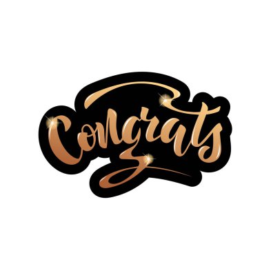 El yazısı ifade ile Vektör illüstrasyon - Tebrikler. Yazı.