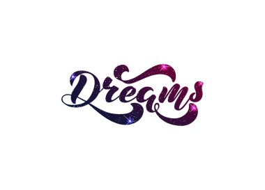 El yazısı cümle ile Vector Illustration-rüyalar. Yazı.