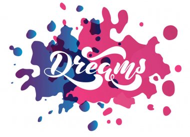 El yazısı cümle ile Vector Illustration-rüyalar. Yazı.