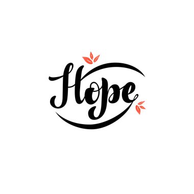 El yazısı cümle ile vektör Illustration-Hope. Yazı.