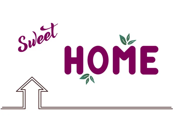 El yazısı ifade ile Vektör illüstrasyon - Sweet Home. Yazı.