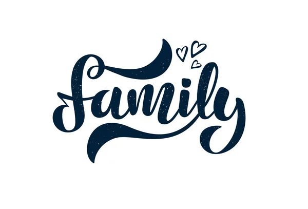 Illustration with hand lettering - Family. Dark blue text. — Stock Photo, Image