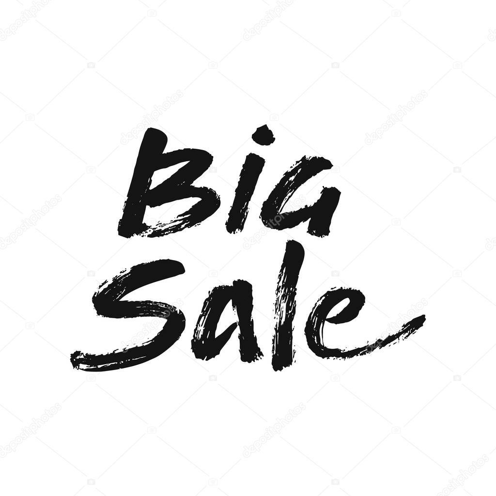Big sale. Black and white sloppy lettering