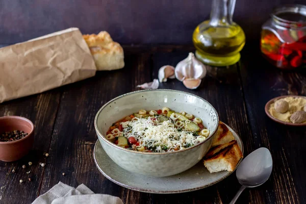 Італійський Міні Суп Національна Кухня Рецепт Вегетаріанська Їжа Здорова Їжа — стокове фото