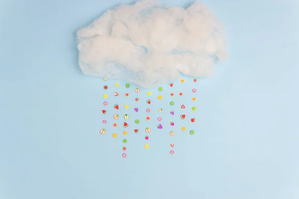 Хмара Якої Йде Фруктовий Дощ Мінімальна Концепція Творча Ідея — стокове фото