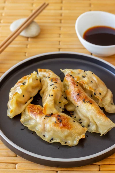 Boulettes Frites Avec Sauce Soja Gyoza Une Saine Alimentation Alimentation — Photo