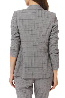 Yün sıradan gri kontrol sonbahar ceket modeli yakın fotoğraf üzerinde beyaz izole kadar arkadan görünüm