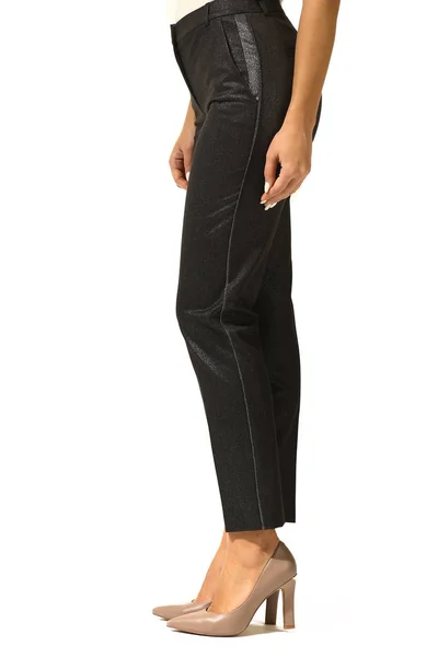 Resmi Siyah Pantolon Modeli Bacaklar Beyaz Stiletto Topuklu Görünümü Arka — Stok fotoğraf