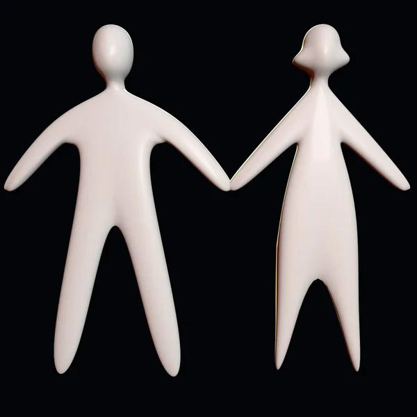 Couple Illustration Tenir Les Mains Isolées Sur Blanc — Photo