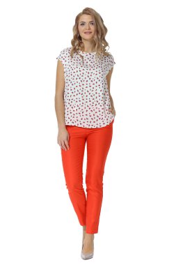 baskı bluz kadın iş kız sarışın