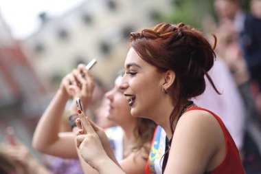 Moskova, Rusya, 22 Mayıs 2019: Okul öğrencisi son sınıf 