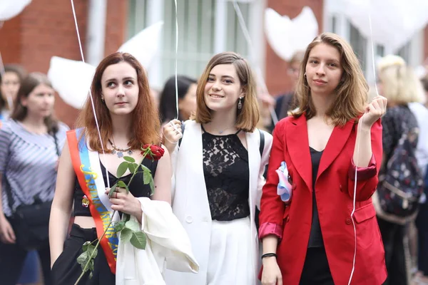 Moscou, Russie, le22mai2019 : Dernière classe d "écolier sur solennelle — Photo