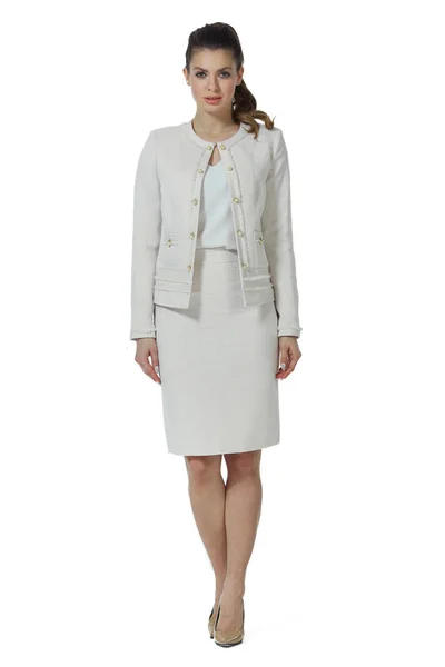 Jeune femme d'affaires caucasienne exécutif posant en blanc officia — Photo