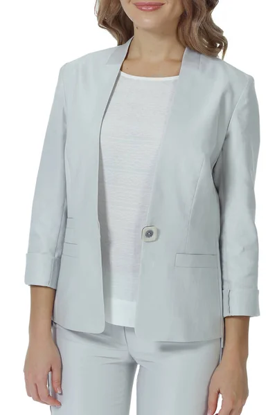 Mulher de negócios em jaqueta de verão formal branca fechar foto — Fotografia de Stock