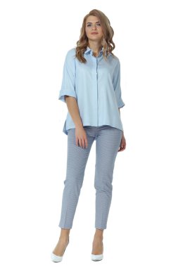 sarışın iş kadını yönetici kısa kollu resmi s poz