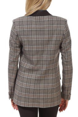 model üzerinde damalı rahat ceket yakın fotoğraf kesti