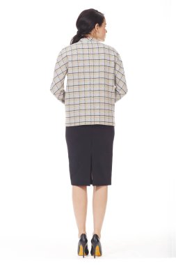 damalı offical ceket ve midi kayak esmer iş kadını