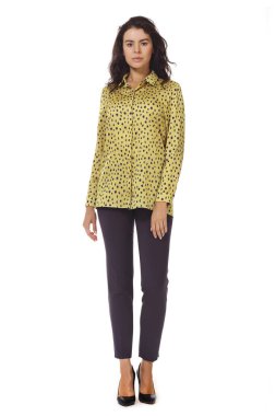 hint iş kadını yönetici sarı baskı bluz tr poz