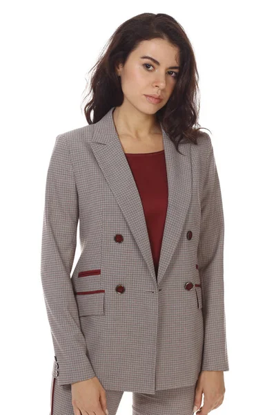 Jaqueta formal quadriculada oficial no modelo cortado de perto foto — Fotografia de Stock
