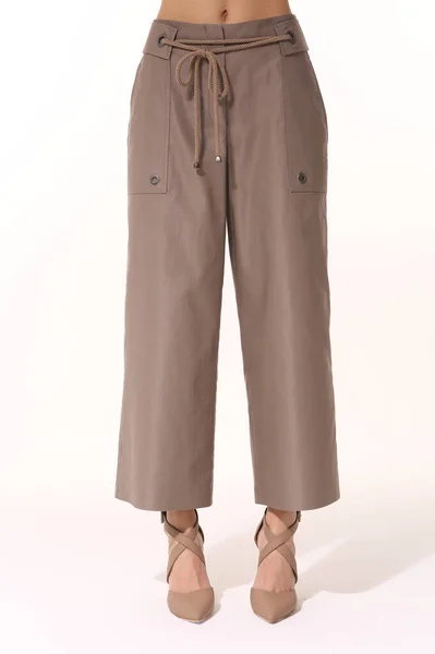 Pantaloni Culotte Formali Gambe Modello Close Foto Isolata Bianco Foto — Foto Stock