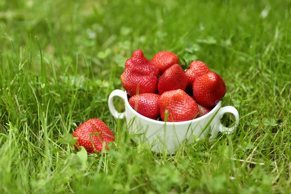 Petit Déjeuner Sain Fraises Dans Bol Fermer Photo Verticale Avec — Photo