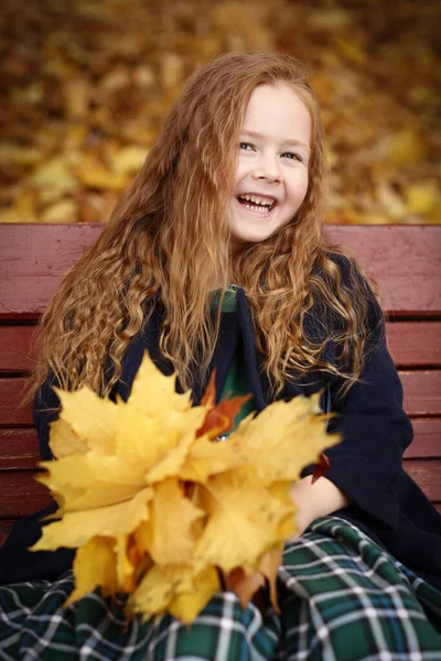 Irlandês Pequena Menina Cabelos Vermelhos Rindo Foto Livre Fundo Paisagem — Fotografia de Stock