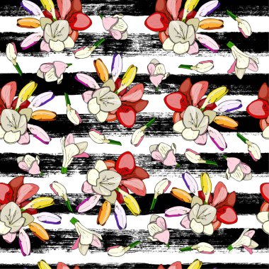 Dikişsiz yaz deseni, elle çizilmiş vektör arka plan.