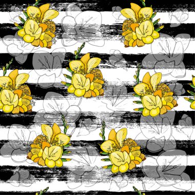 Dikişsiz yaz deseni, elle çizilmiş vektör arka plan.