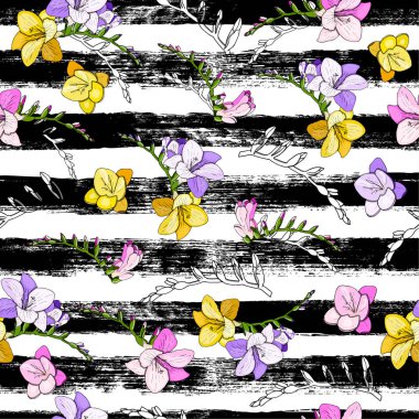 Dikişsiz yaz deseni, elle çizilmiş vektör arka plan.