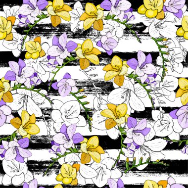 Dikişsiz yaz deseni, elle çizilmiş vektör arka plan.