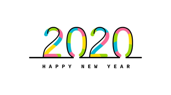 Vektör Happy New Year 2020 illüstrasyon beyaz. — Stok Vektör