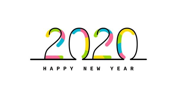 Vector gelukkig Nieuwjaar 2020 illustratie op wit. — Stockvector