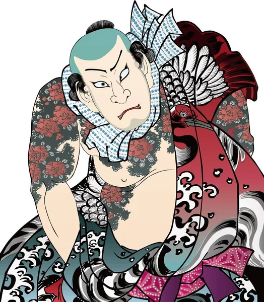 Ukiyo-e tatuaż człowiek — Zdjęcie stockowe