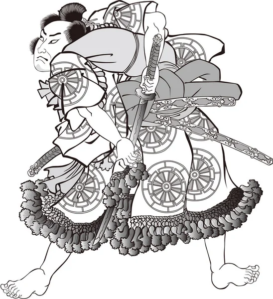 Ukiyo-e Samuray 19 Siyah-Beyaz