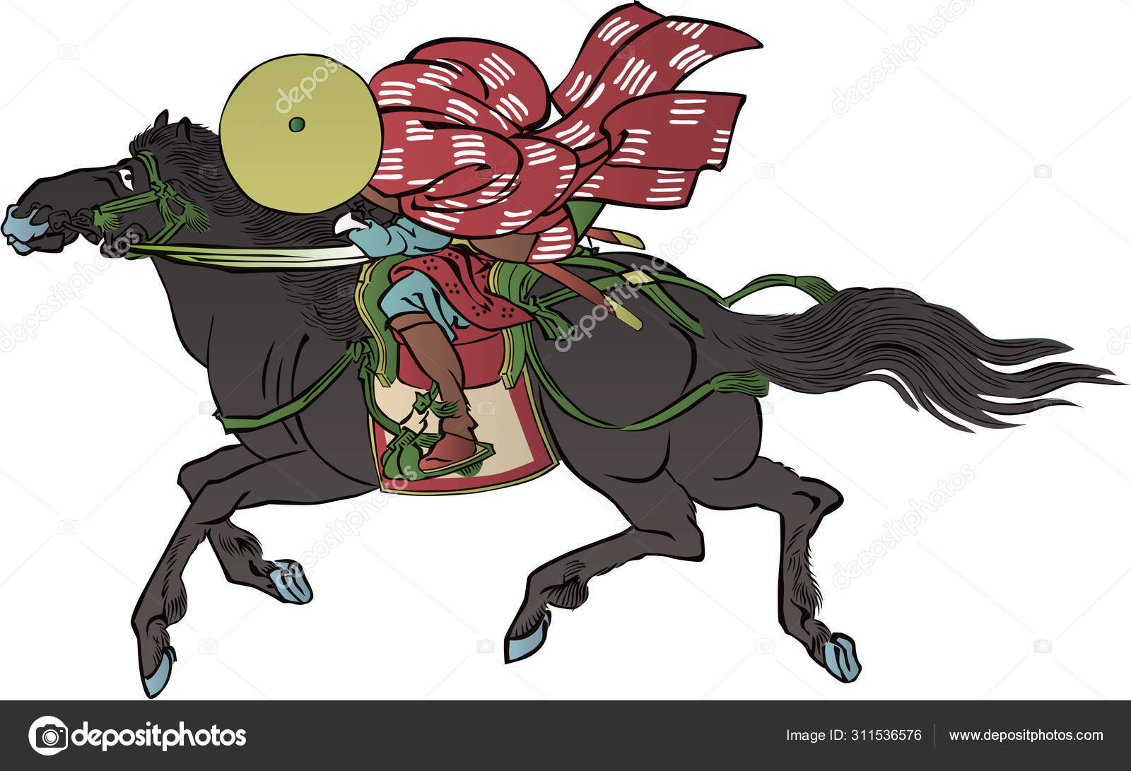 馬に乗った武士ストックベクター ロイヤリティフリー馬に乗った武士イラスト Depositphotos