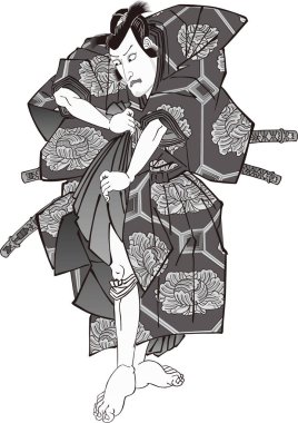 Ukiyo-e Kabuki aktör siyah-beyaz