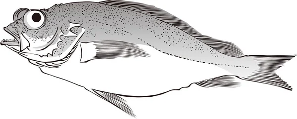Ukiyo-e Fish 1 Black and White — Stock Vector