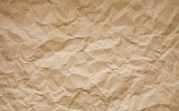 Fond de papier froissé brun. Ancienne texture de papier . — Photo