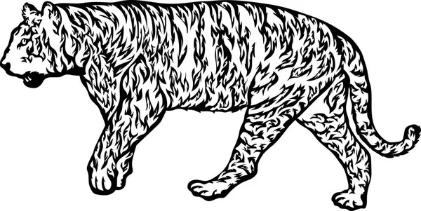Tiger Black White Vector Illustration Vector — Stock Vector