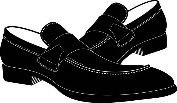 Mannen Zwart Schoenen Vector Illustratie — Stockvector