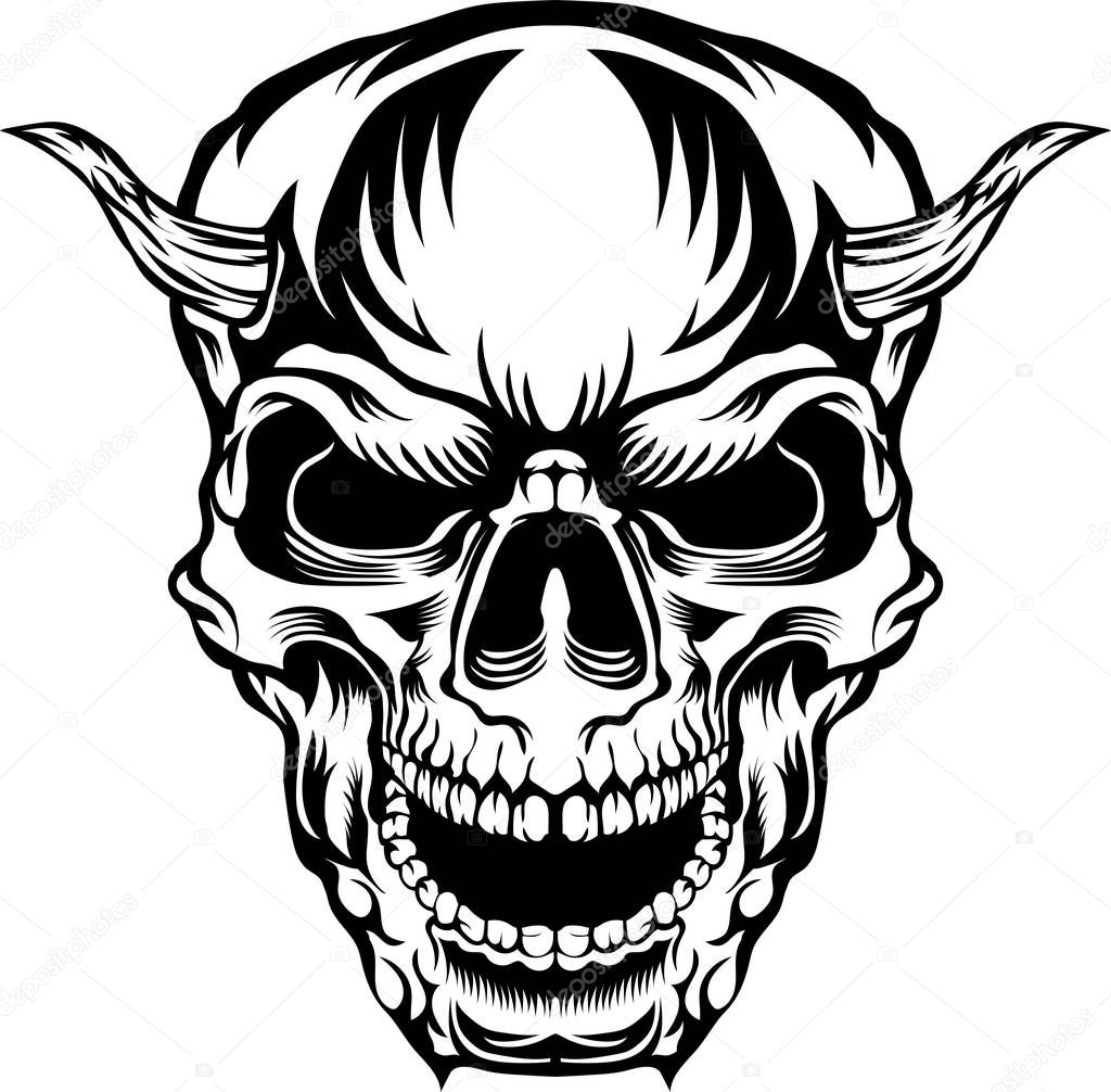 Horned skull vector illustrationskull on white background