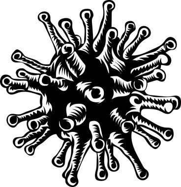 Beyaz arkaplanda izole edilmiş virüs vektörü çizimi