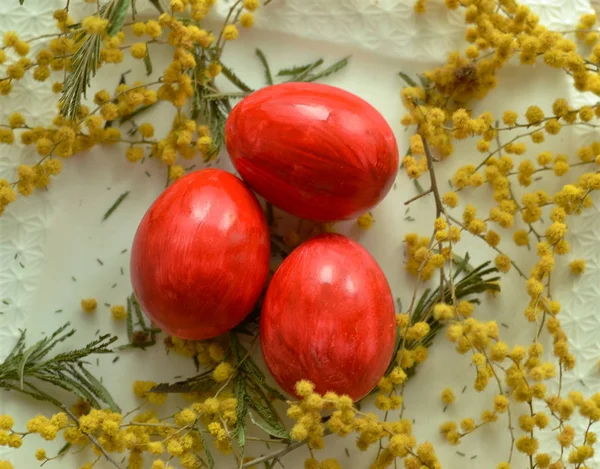 Domácí Barevná Vajíčka Velikonoční Výzdoba Jemné Pozadí — Stock fotografie