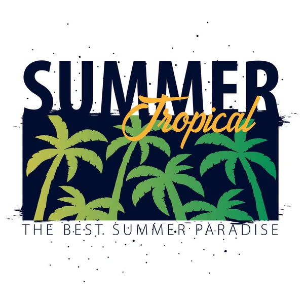 Sommar REA tropiska banner med palmer och solnedgången. Sommaren plakatet affisch flyer inbjudningskort. Sommartid. Vektorillustration. — Stock vektor