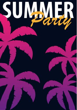 Yaz partisi arka plan avuç içi ile. Yaz afiş poster el ilanı davetiye. Yaz saati. Vektör çizim.
