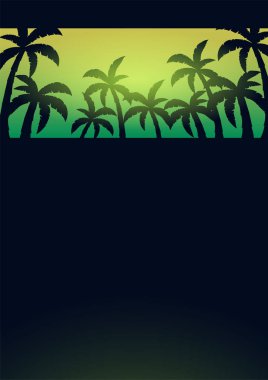 Yaz tropikal arka plan avuç içi ile. Yaz afiş poster el ilanı davetiye. Yaz saati. Vektör çizim.