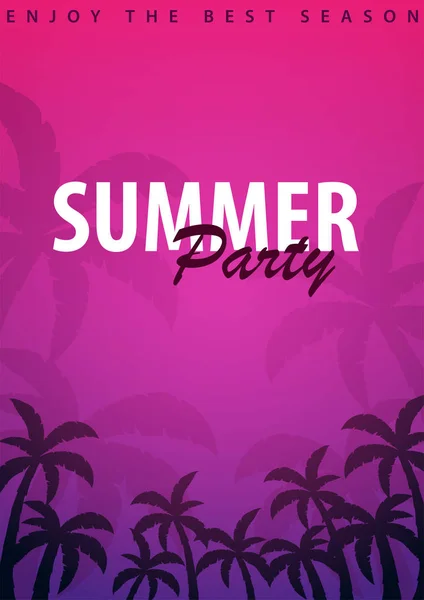 Summer Party backgrounds with palms. Summer placard poster flyer invitation card. Summer time. Vector Illustration. — Stock Vector