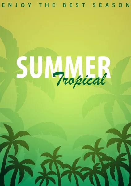 여름 열 대 야자수 배경입니다. 여름 현수막 포스터 전단지 초대 카드입니다. 여름 시간입니다. 벡터 일러스트 레이 션. — 스톡 벡터
